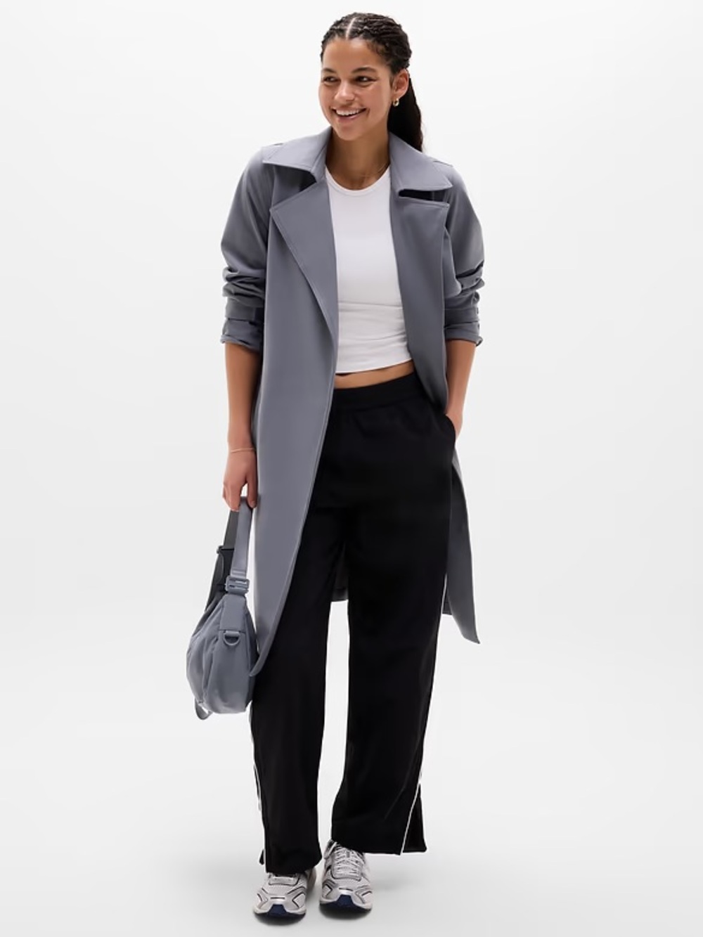 ATHLETA- Stellar Trenchcoat in Grey NWT small